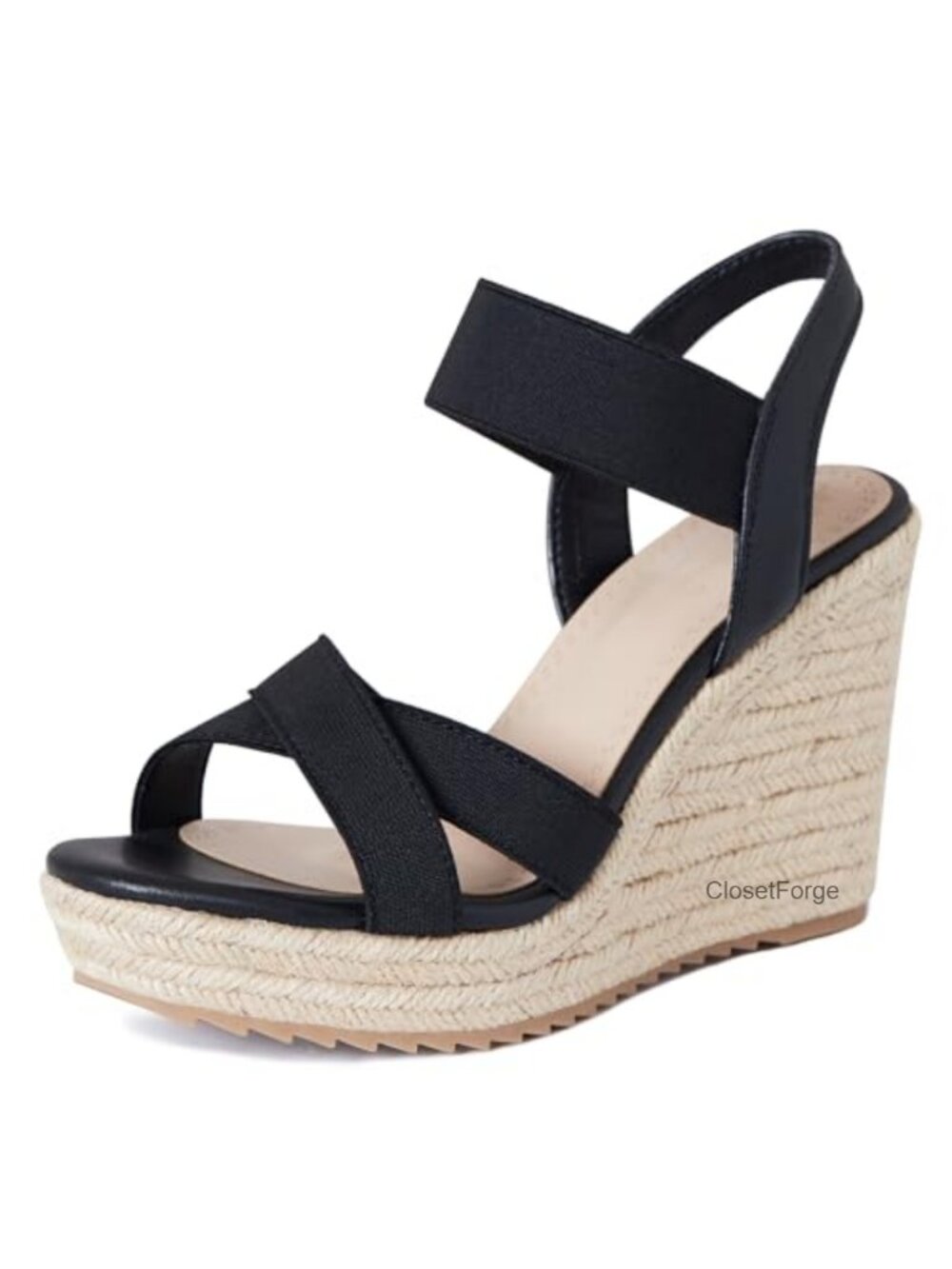 Women's Open Toe Espadrille Wedge Sandals - Slip On Platform Summer Heels